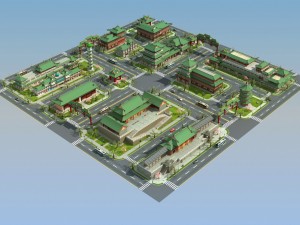 china town city block Model 3D