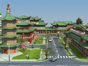 china town city block Model 3D