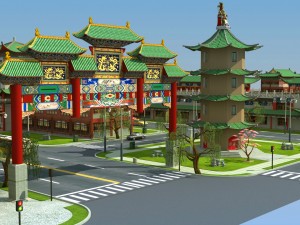 china town city block Model 3D
