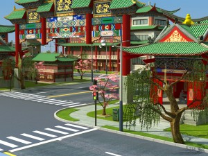 china town city block Model 3D