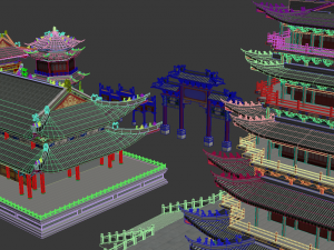 ancient chinese building pack 3D Модель
