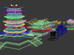 ancient chinese building pack 3D Модель
