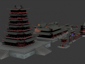 ancient chinese building pack 3D Модель