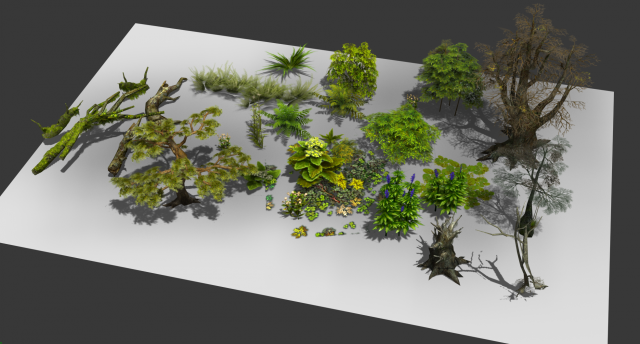 a group plants 3D Model .c4d .max .obj .3ds .fbx .stl .blend 