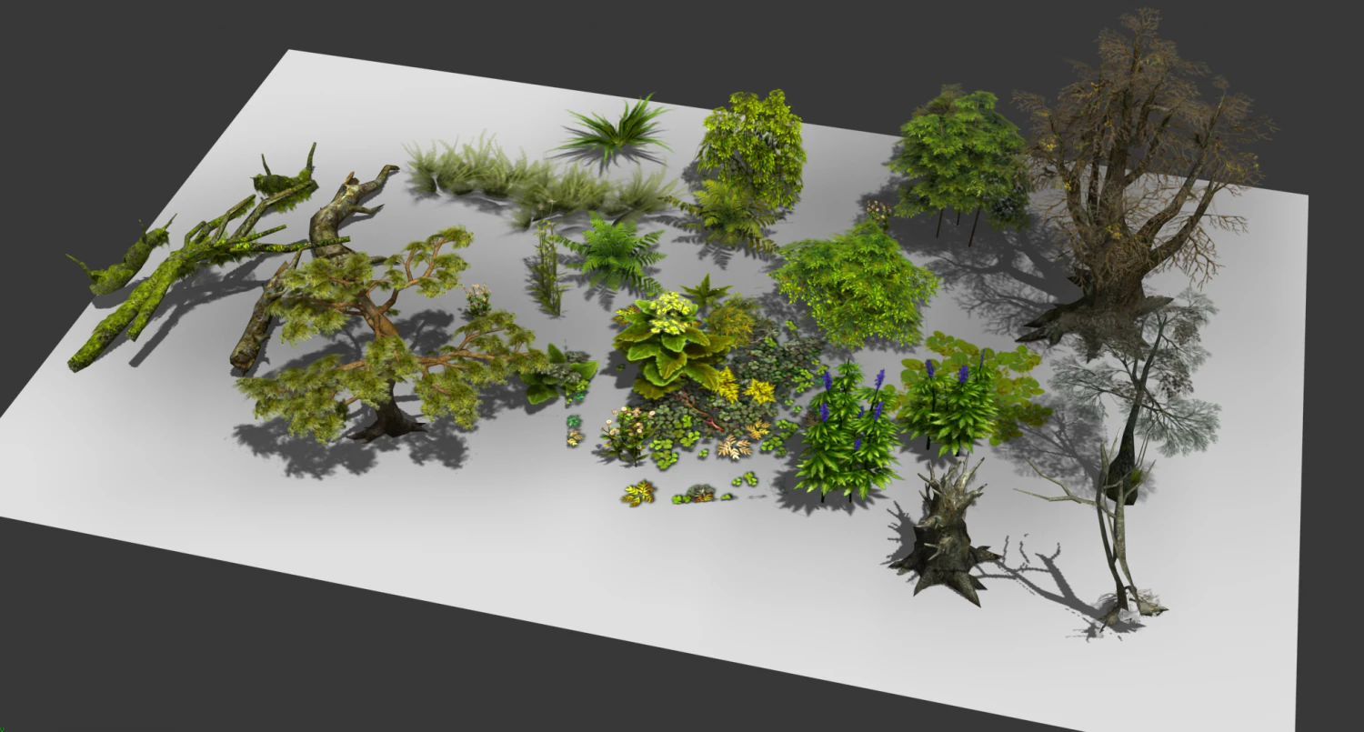 a group plants 3D Model .c4d .max .obj .3ds .fbx .stl .blend 