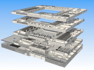 5 floor library 3D Model