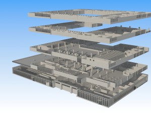 5 floor library 3D Model
