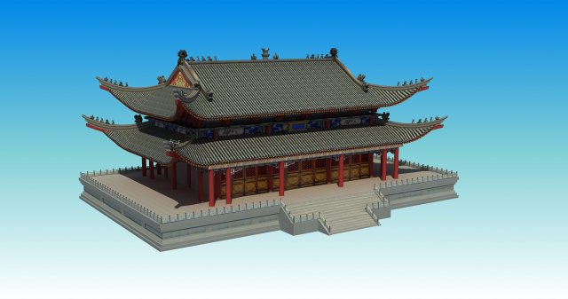 ancient chinese building 3D 모델 .c4d .max .obj .3ds .fbx .stl .blend 