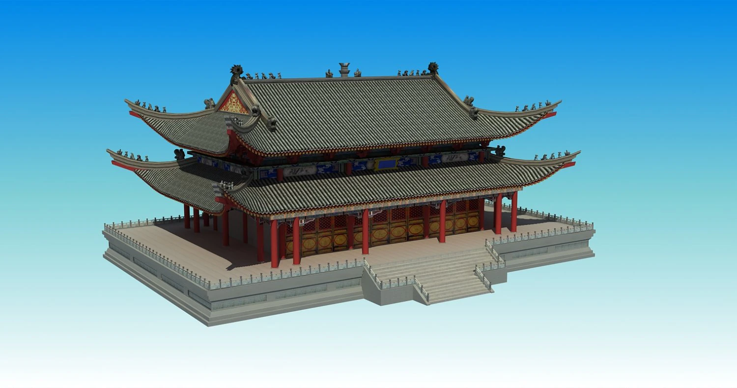antigo edif&iacute;cio chin&ecirc;s Modelo 3D .c4d .max .obj .3ds .fbx .stl .blend 