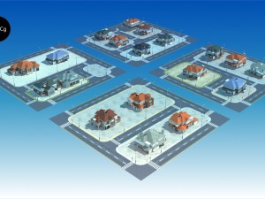 a group villa 3D Model