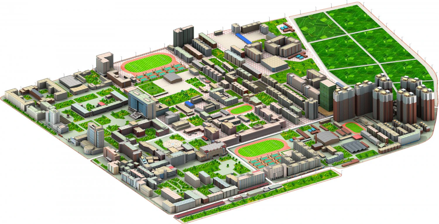 real city 3D Model .c4d .max .obj .3ds .fbx .stl .blend 