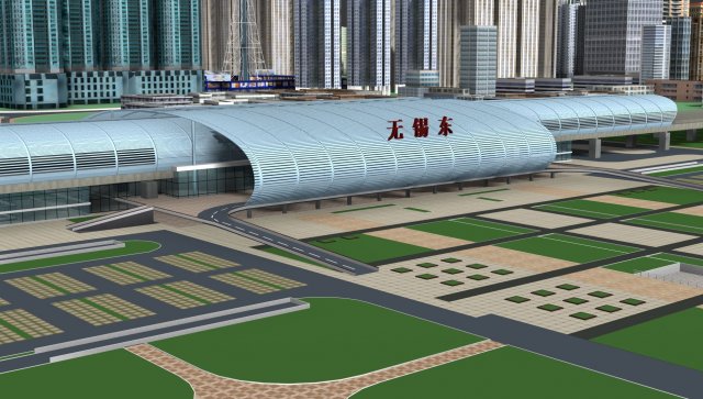 railway station 3D Model .c4d .max .obj .3ds .fbx .stl .blend 