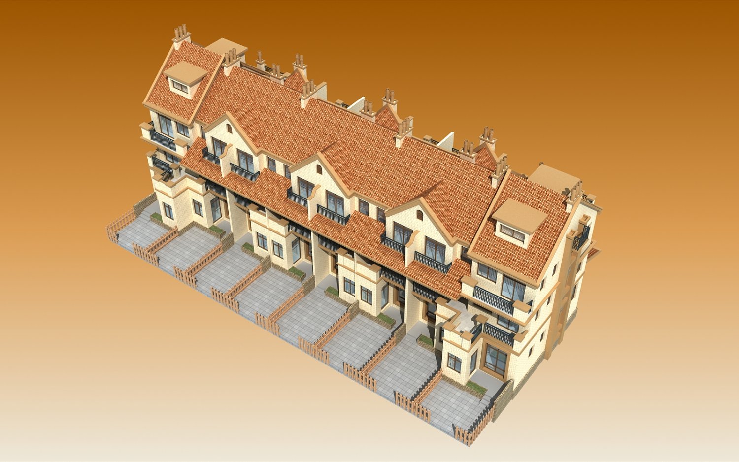 Town house 3. Таунхаус 3d модель. Townhouse 3d illustration.