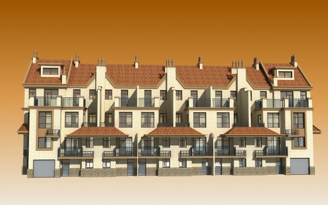 townhouses 3D 모델 .c4d .max .obj .3ds .fbx .stl .blend 