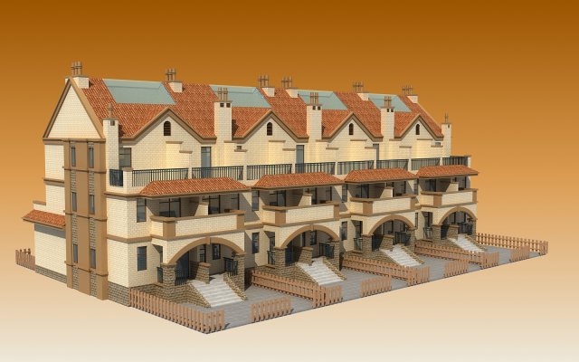 townhouses 3D Model .c4d .max .obj .3ds .fbx .stl .blend 