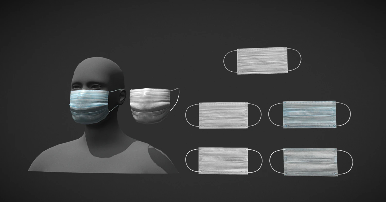 disposable medical mask 3D Model .c4d .max .obj .3ds .fbx .stl .blend 
