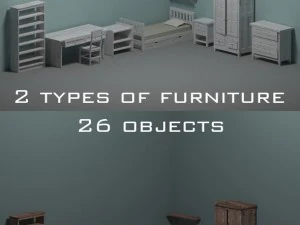 방 가구 3D 모델