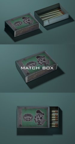 match box with match sticks 3D Model .c4d .max .obj .3ds .fbx .stl .blend