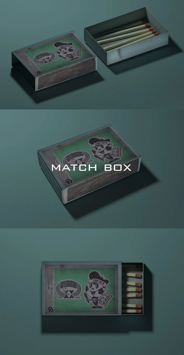 match box with match sticks 3D Model .c4d .max .obj .3ds .fbx .stl .blend 