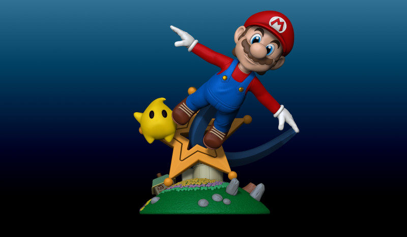 Figura din&aacute;mica inspirada en el espacio del h&eacute;roe fontanero gal&aacute;ctico MARIO GALAXY Modelo de impresión 3D .c4d .max .obj .3ds .fbx .stl .blend 
