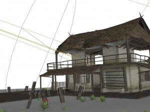 mountain forest grass house primitive village village 3D Model
