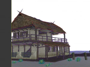 mountain forest grass house primitive village village 3D Model