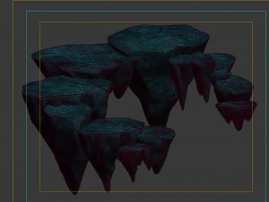 floating mountain road stone terrace pumice stone 3D Model