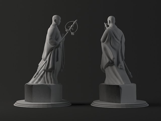 statues stone buddhas giant wild goose pagoda monks 3D Model .c4d .max .obj .3ds .fbx .stl .blend 