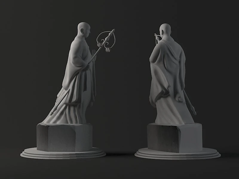 statues stone buddhas giant wild goose pagoda monks 3D Model .c4d .max .obj .3ds .fbx .stl .blend