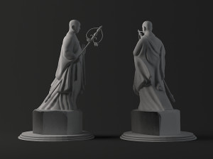 statues stone buddhas giant wild goose pagoda monks 3D Model