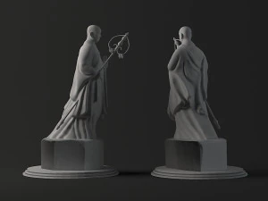 статуи камень будды гигантские пагода диких гусей монахи 3D Модель