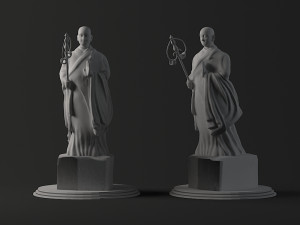 statues stone buddhas giant wild goose pagoda monks 3D Model