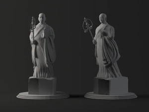 statues stone buddhas giant wild goose pagoda monks 3D Model