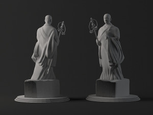 statues stone buddhas giant wild goose pagoda monks 3D Model