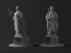 statues stone buddhas giant wild goose pagoda monks 3D Model
