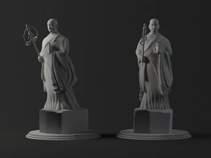 statues stone buddhas giant wild goose pagoda monks 3D Model