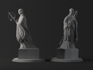 statues stone buddhas giant wild goose pagoda monks 3D Model