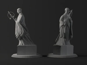 statues stone buddhas giant wild goose pagoda monks 3D Model