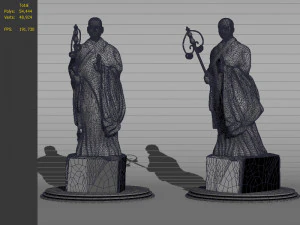 statues stone buddhas giant wild goose pagoda monks 3D Model