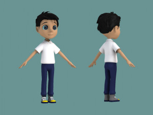 animated characters schoolchildren little boys 3D Model