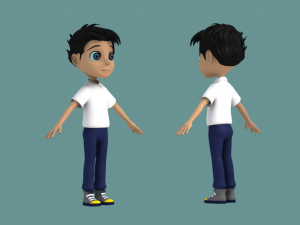 animated characters schoolchildren little boys 3D Model