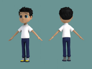 animated characters schoolchildren little boys 3D Model