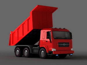 camion pesanti da costruzione con discarica di sabbia, veicoli comunali Modello 3D
