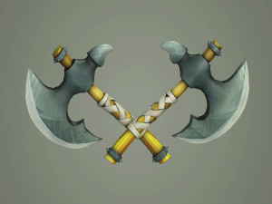 Medieval cartoon curved handle Stylized Axe 3D Model