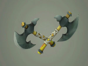 Medieval cartoon curved handle Stylized Axe 3D Model