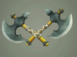 Medieval cartoon curved handle Stylized Axe 3D Model