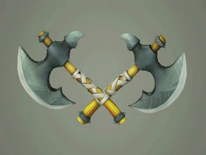 Medieval cartoon curved handle Stylized Axe 3D Model