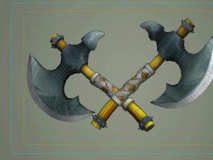 Medieval cartoon curved handle Stylized Axe 3D Model