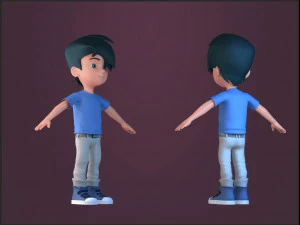 Animated characters students passersby Little Boys cartoon boys 3D Model