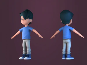 Animated characters students passersby Little Boys cartoon boys 3D Model